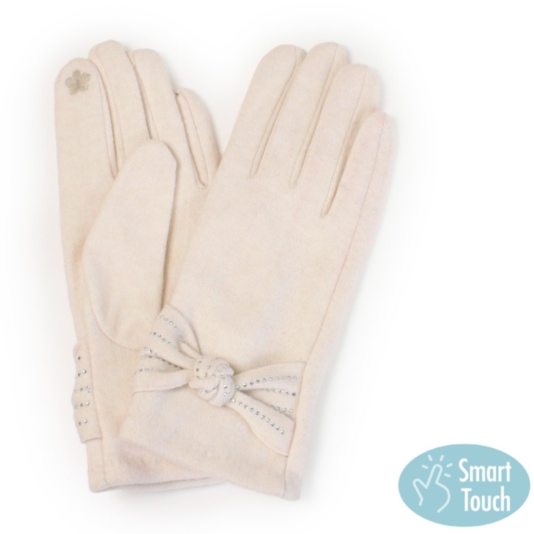 Lou & Co. Ivory Gloves With Stone Details