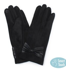 Lou & Co. Black Suede Gloves With Bow Detail