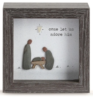 Sharon Nowlan Come Let Us Adore Him Shadow Box - 4x4"
