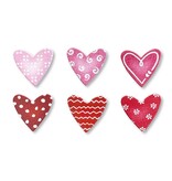 Roeda Studio Heart w/ Pattern Magnets S/6 Red/Pink, Valentine's Day Decor