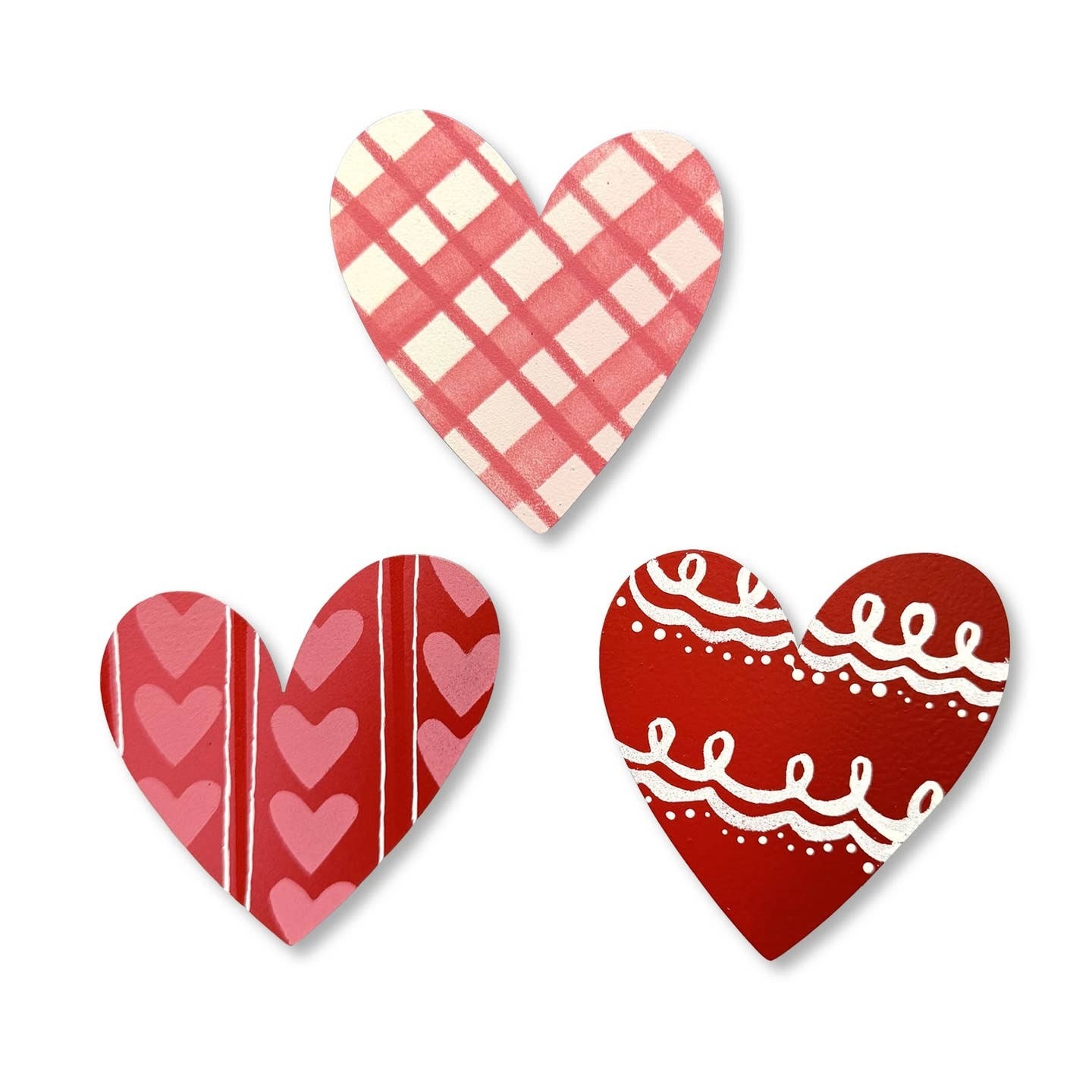 Roeda Studio Heart w/ Patterns Mini Art Pop S/3, Valentine Decor