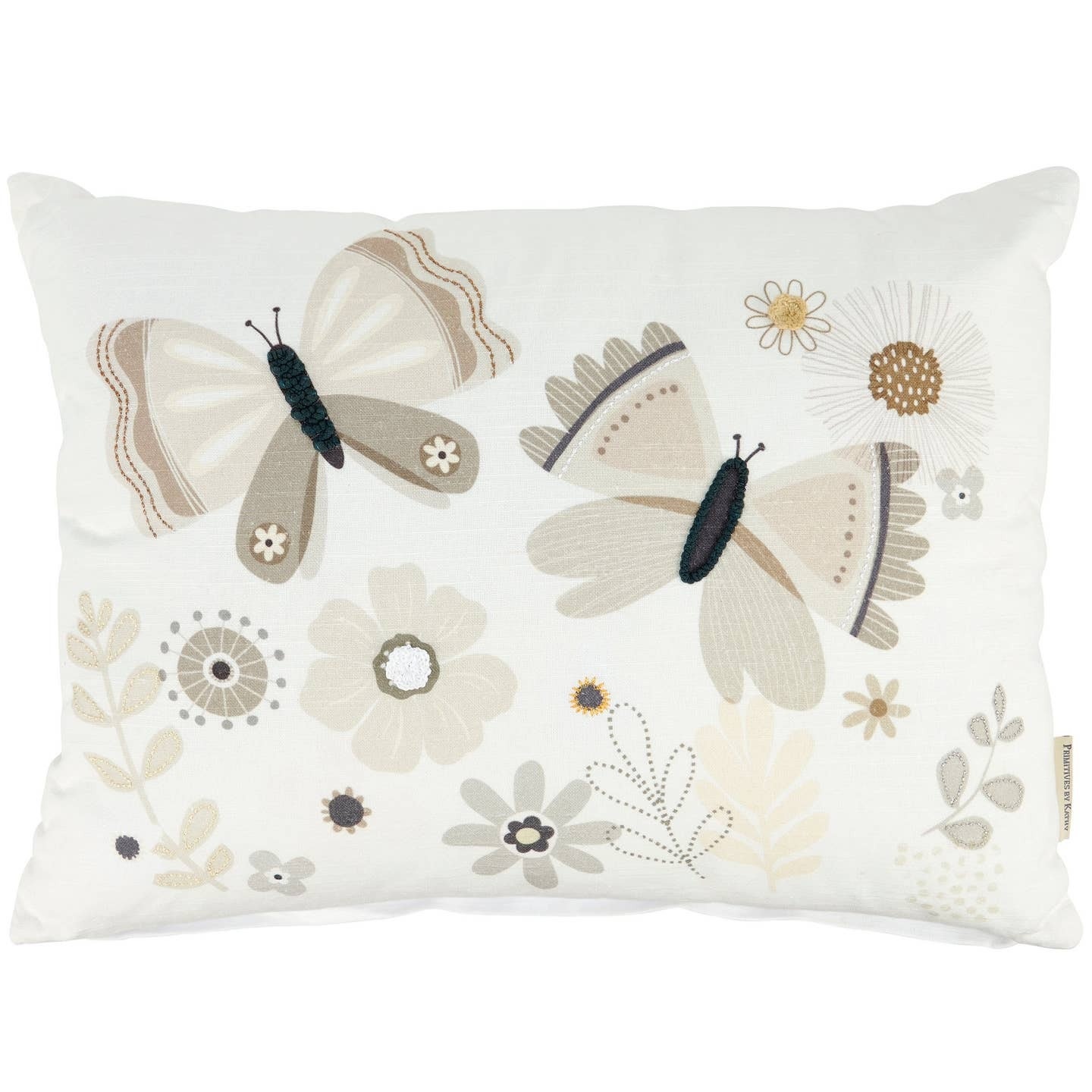 Primitives by Kathy PBK Beige Butterfly Floral Pillow