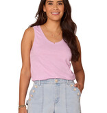 Democracy Sugarplum Sleeveless Side Slit Hem Knit Tank