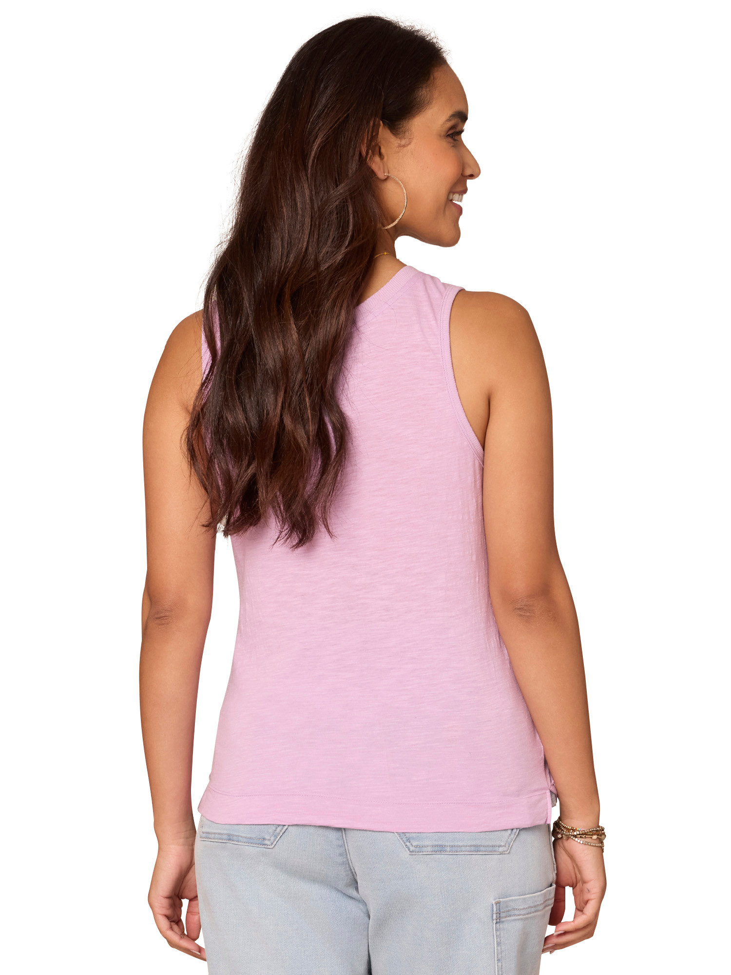 Democracy Sugarplum Sleeveless Side Slit Hem Knit Tank