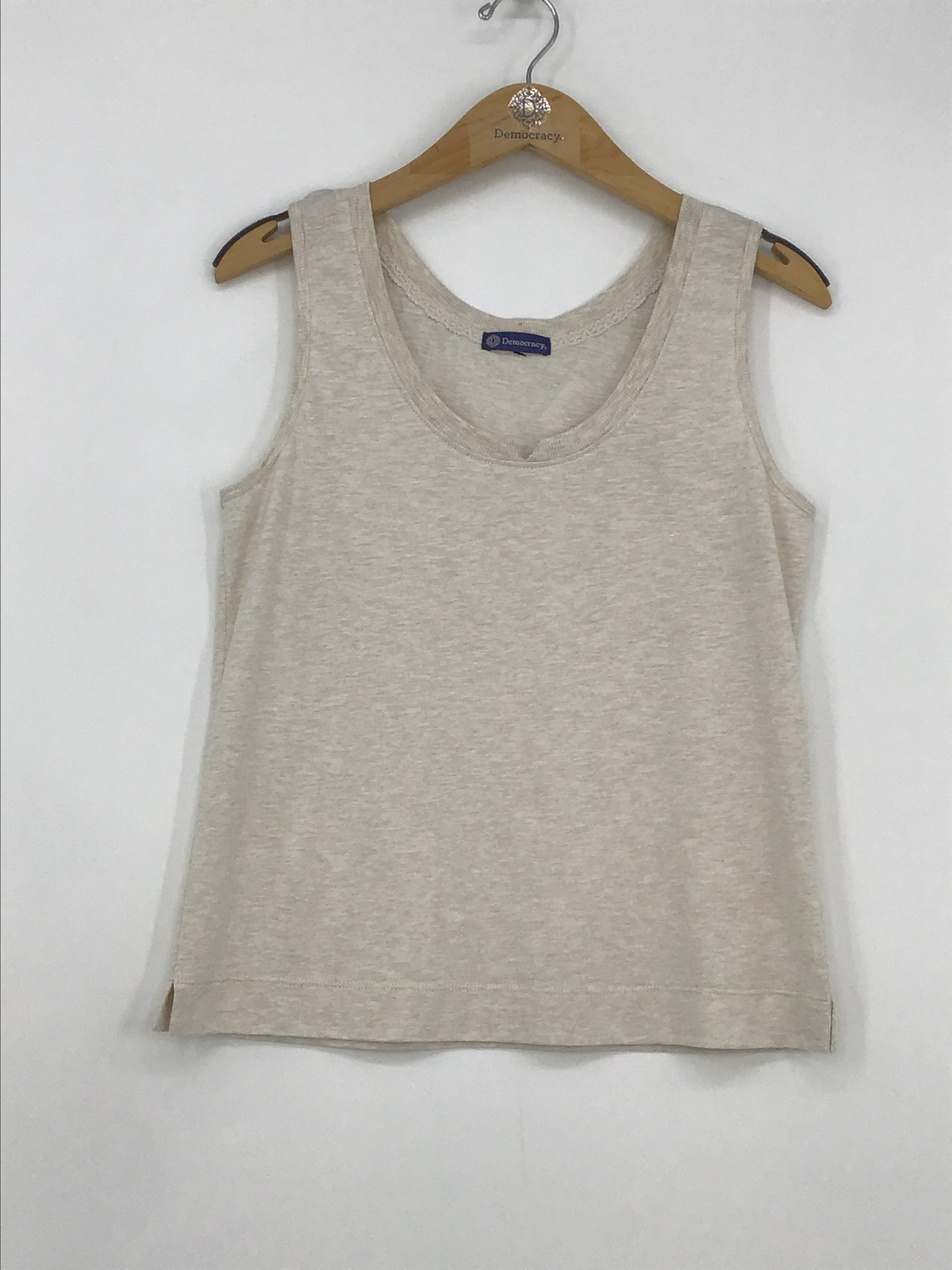 Democracy Heather Jute Sleeveless Side Slit Hem Knit Tank