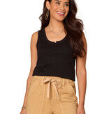 Democracy Black Sleeveless Side Slit Hem Knit Tank