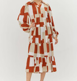 Jodifl Toffee Abstract Print Midi Dress