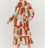 Jodifl Toffee Abstract Print Midi Dress