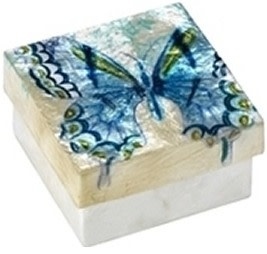 FLEURISH Light Blue Butterfly Capiz Box