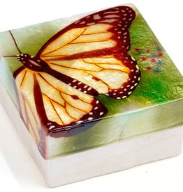 FLEURISH Yellow Monarch Butterfly Capiz Box