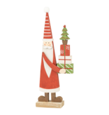 Wood Santa table piece, tall scandi red and white