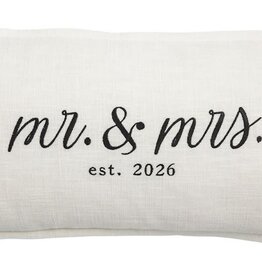 Mudpie Lumbar Mr. & Mrs. 2026 Pillow.