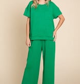 Jodifl Green U-neck Textured Top