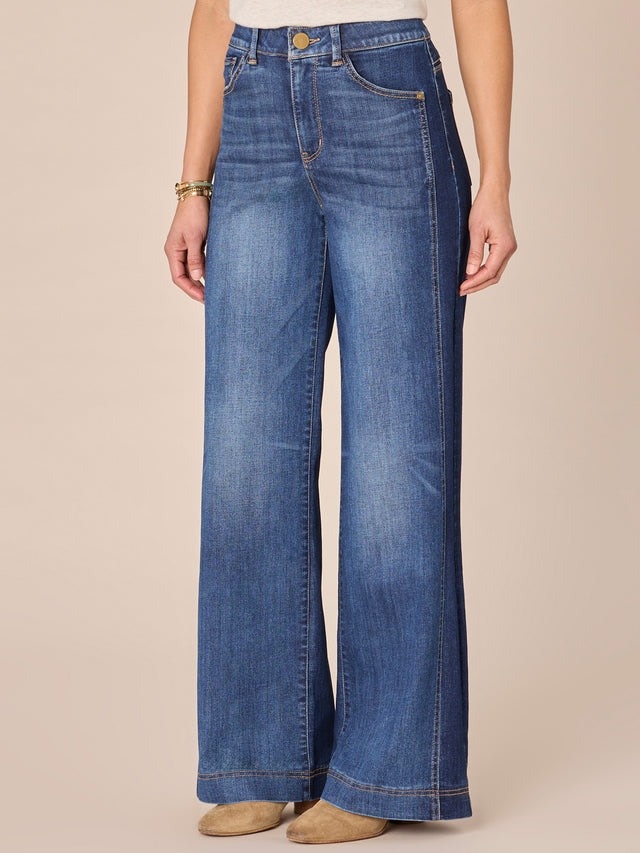 Democracy Blue/Indigo 32/22” “AB” Solution Skyrise Repreve Double Side Seam Wide Leg