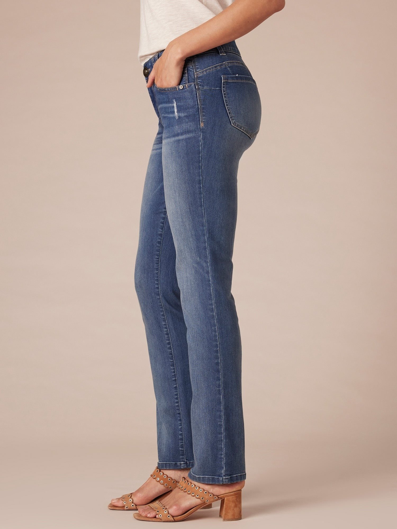 Democracy Stretch Blue Denim "Ab"solution® Straight Leg Jean (Core Essential)