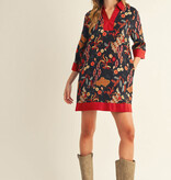 Jodifl Black Boho Floral Shift Dress
