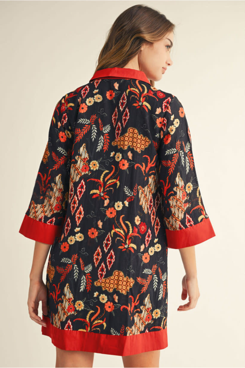 Jodifl Black Boho Floral Shift Dress