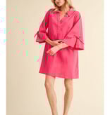 Jodifl Fuchsia Cotton V-Neck Dress