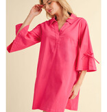 Jodifl Fuchsia Cotton V-Neck Dress
