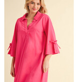 Jodifl Fuchsia Cotton V-Neck Dress