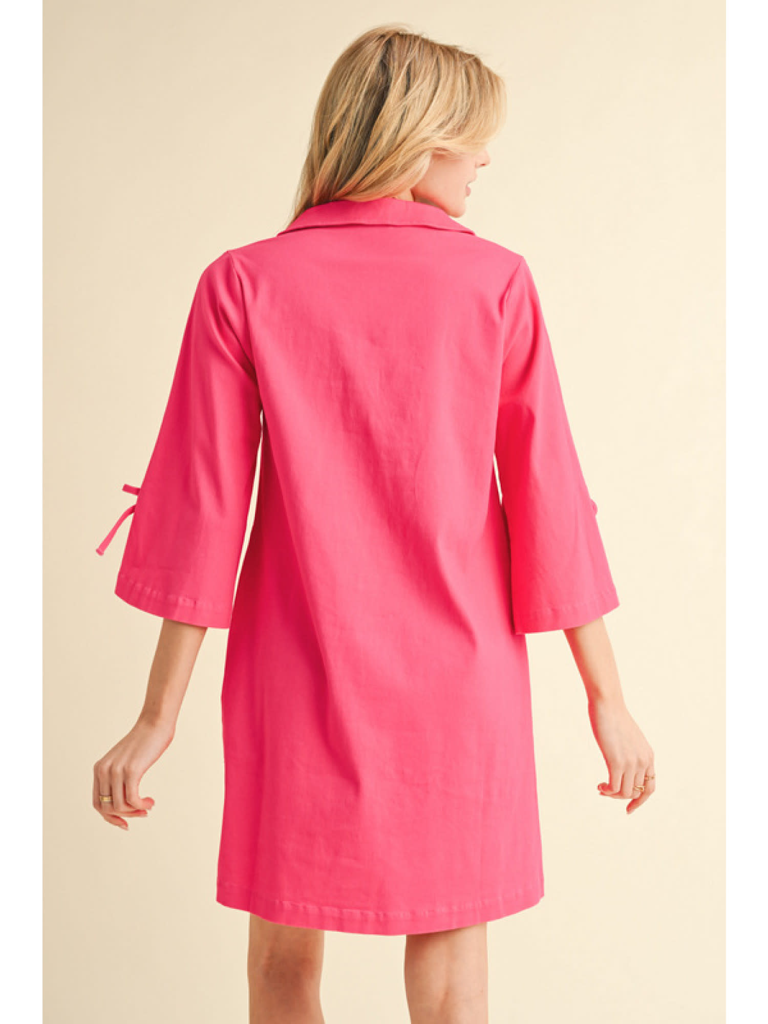 Jodifl Fuchsia Cotton V-Neck Dress