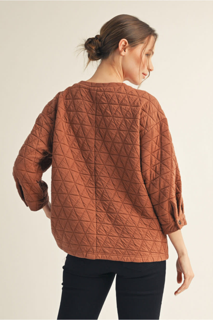 Jodifl Dusty Brick 3/4 Sleeves Textured Top