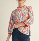 Jodifl Off White Mix Multi Color Leaf Print Top