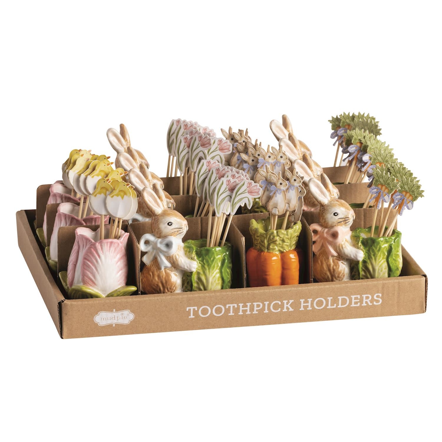 Mudpie Easter Toothpick Caddy Set (various).