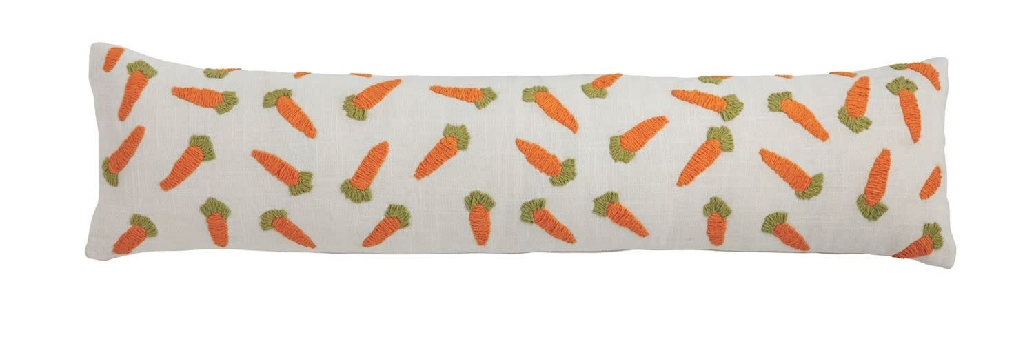 Mudpie Carrot Embroidery Long Pillow.
