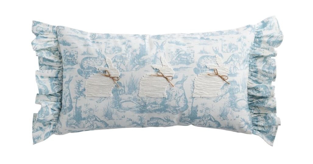 Mudpie Lumbar Toile Bunny Pillow.