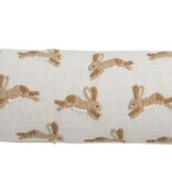 Mudpie Bunny Embroidery Long Pillow.