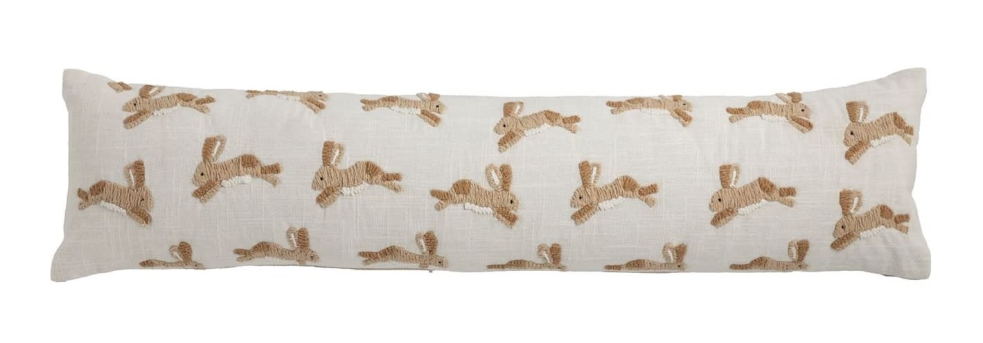 Mudpie Bunny Embroidery Long Pillow.