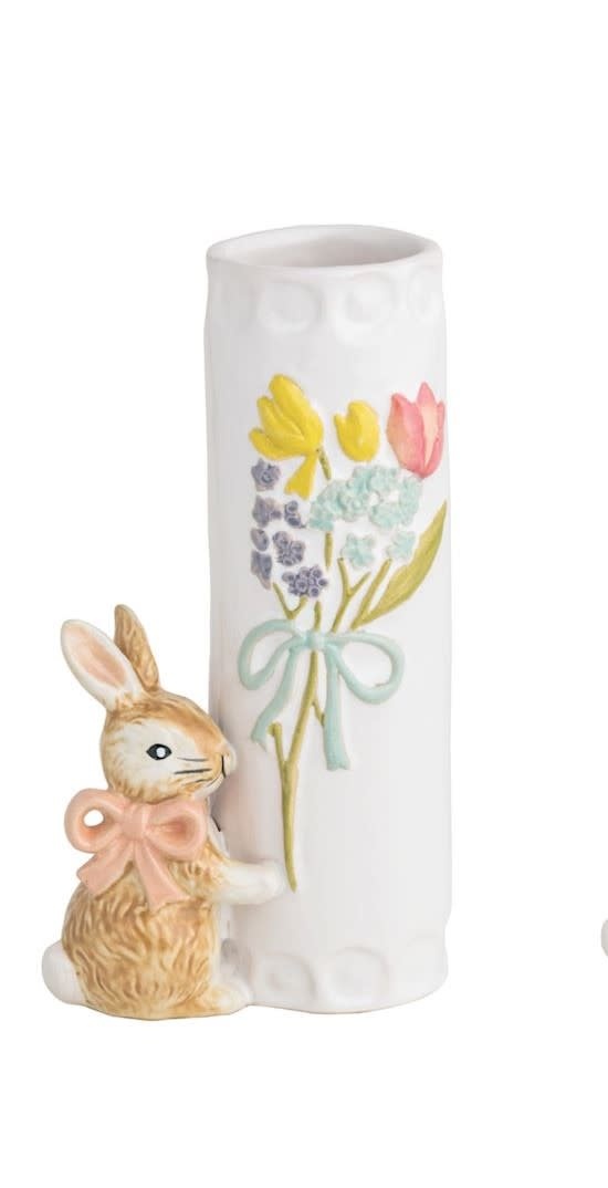 Mudpie Pink Bow Bunny Bunny Bud Vase.