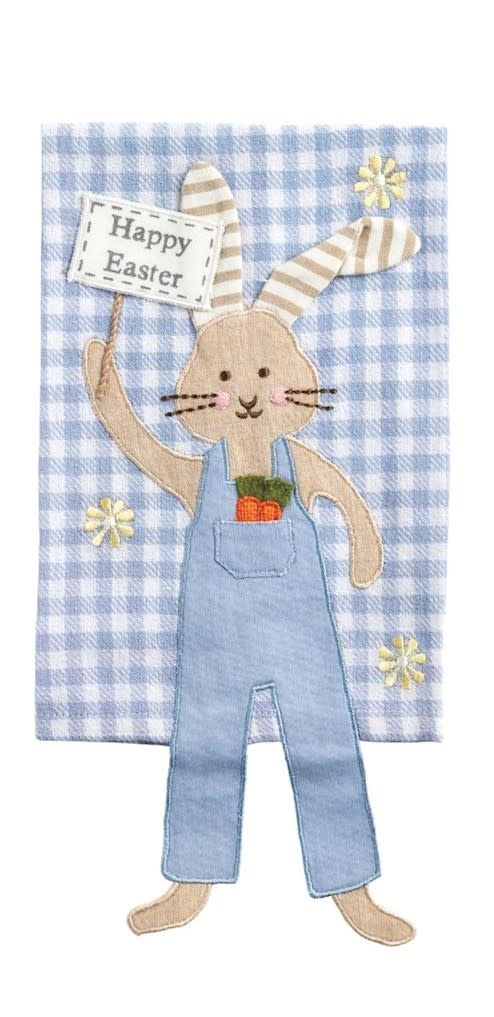 Mudpie Blue Check Bunny Dangle Leg Towel