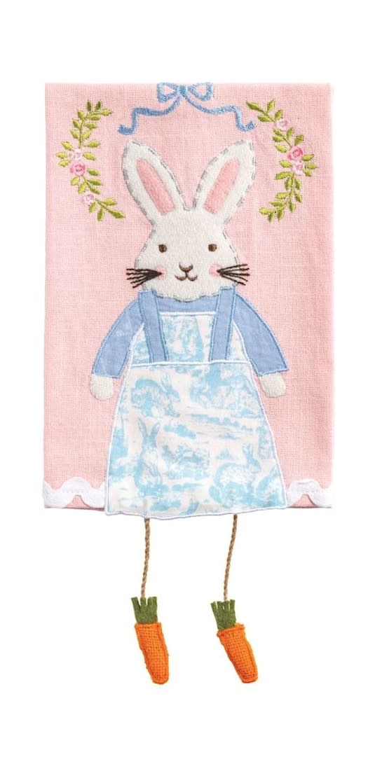 Mudpie Pink Bunny Dangle Leg Towel