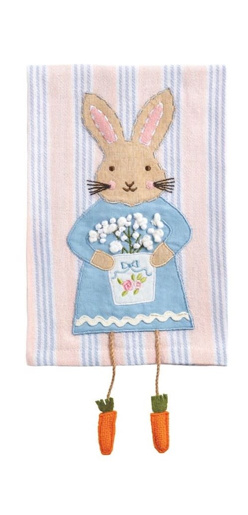 Mudpie Pink Stripe Bunny Dangle Leg Towel