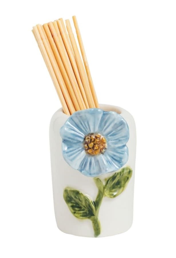 Mudpie Blue Flower Flower Toothpick Caddy Set.