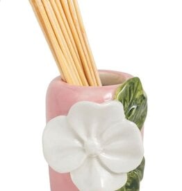Mudpie Pink Base Flower Toothpick Caddy Set.