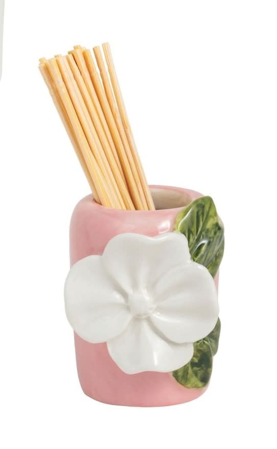 Mudpie Pink Base Flower Toothpick Caddy Set.