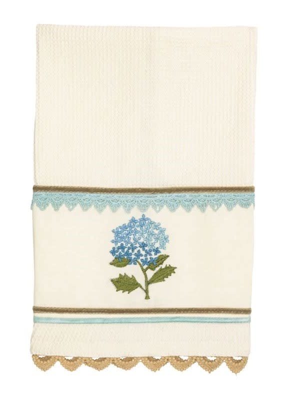 Mudpie Blue Floral Embroidered Waffle Towel.