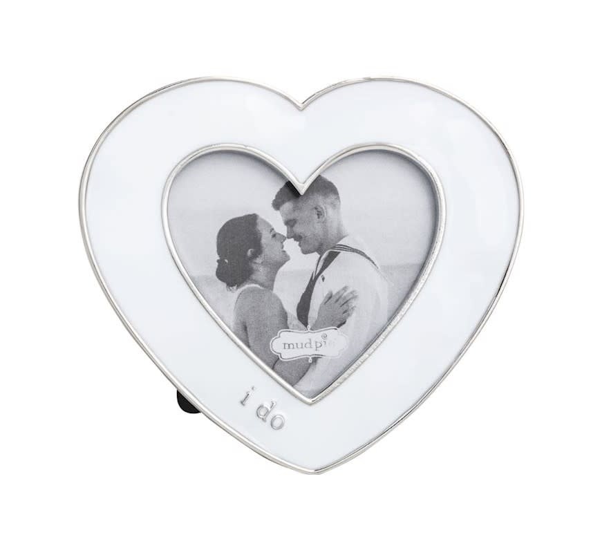 Mudpie I Do Mini Enamel Heart Shaped Frame.