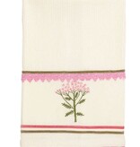 Mudpie Pink Floral Embroidered Waffle Towel.