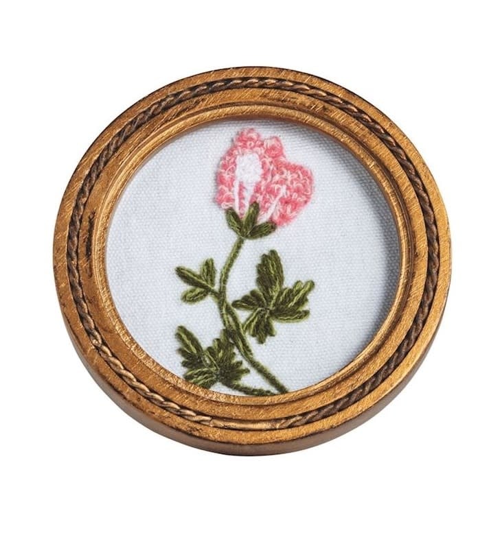 Mudpie Pink Framed Floral Embroidery