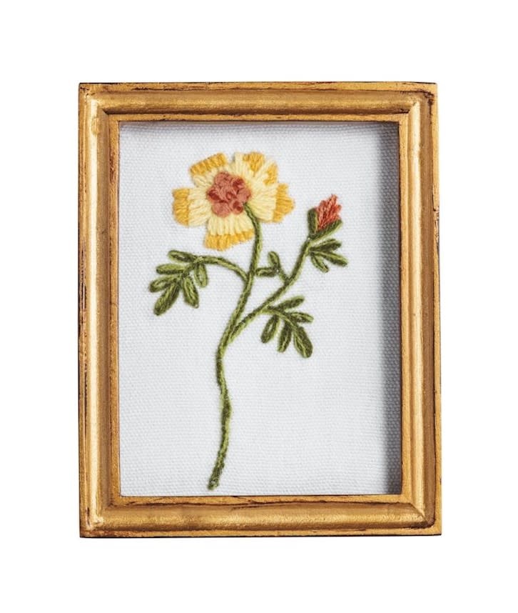 Mudpie Yellow Framed Floral Embroidery