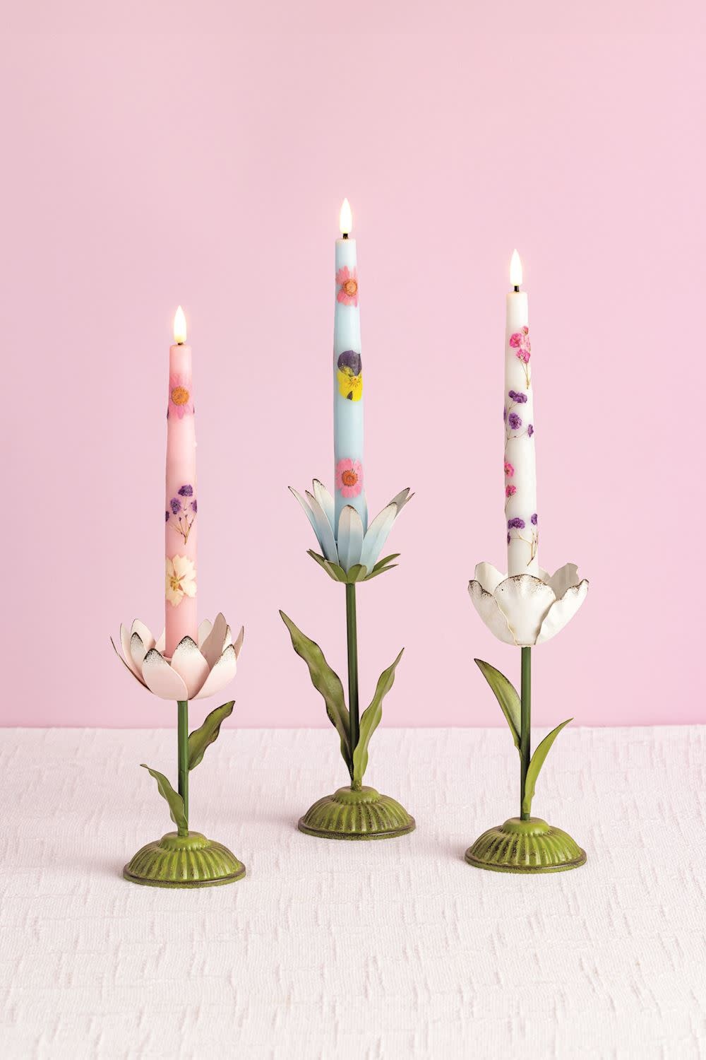 Mudpie Flower Flameless Taper Candles