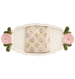 Mudpie Flower Handle Tray & Napkin Set.