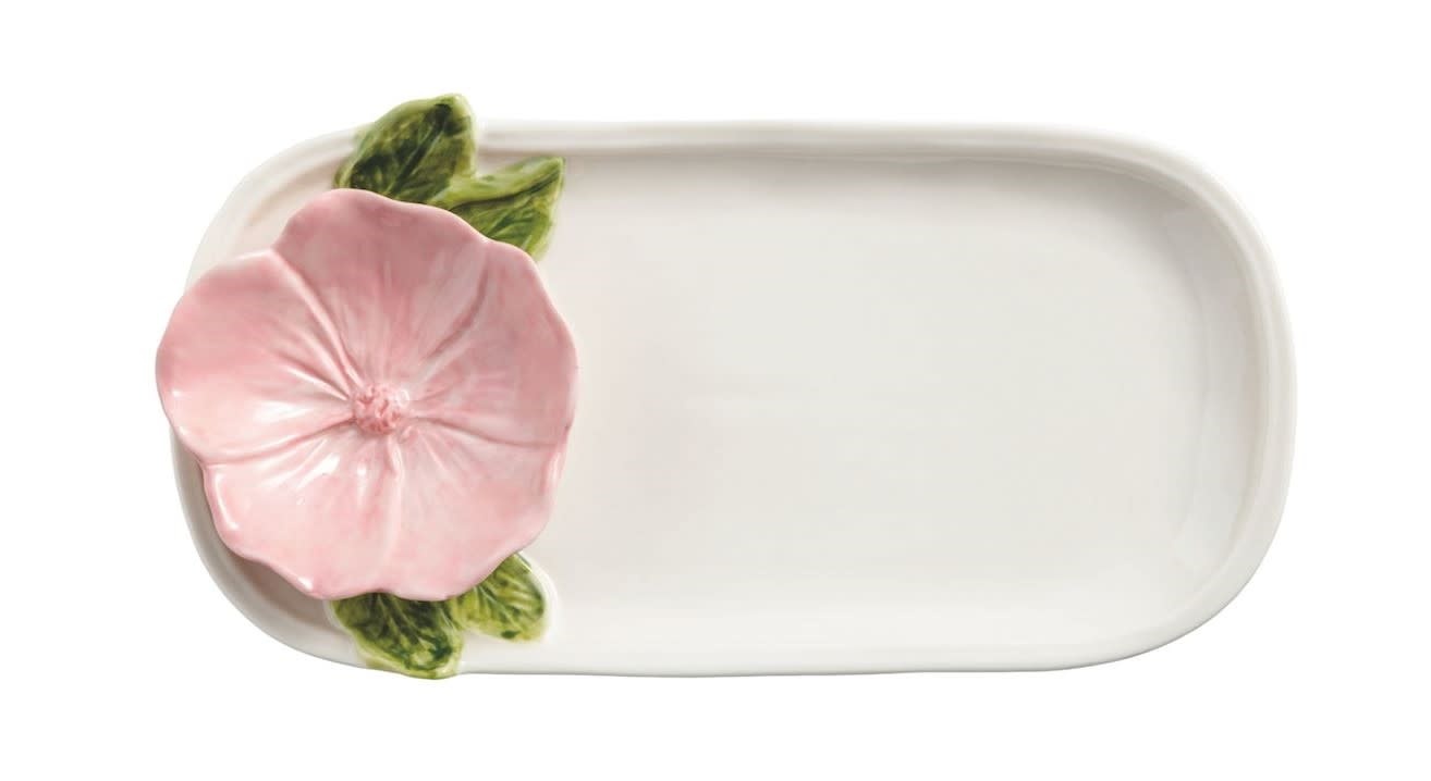 Mudpie Pink Flower Everything Plate.