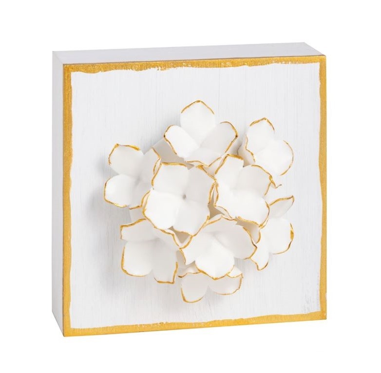 Mudpie White Dimensional Flower Plaque.