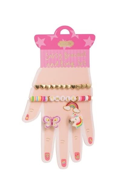 Mudpie Hot Pink Bracelets Rings Card