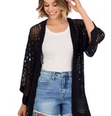 Mudpie Jeanie Crochet Cardigan-Black-One Size